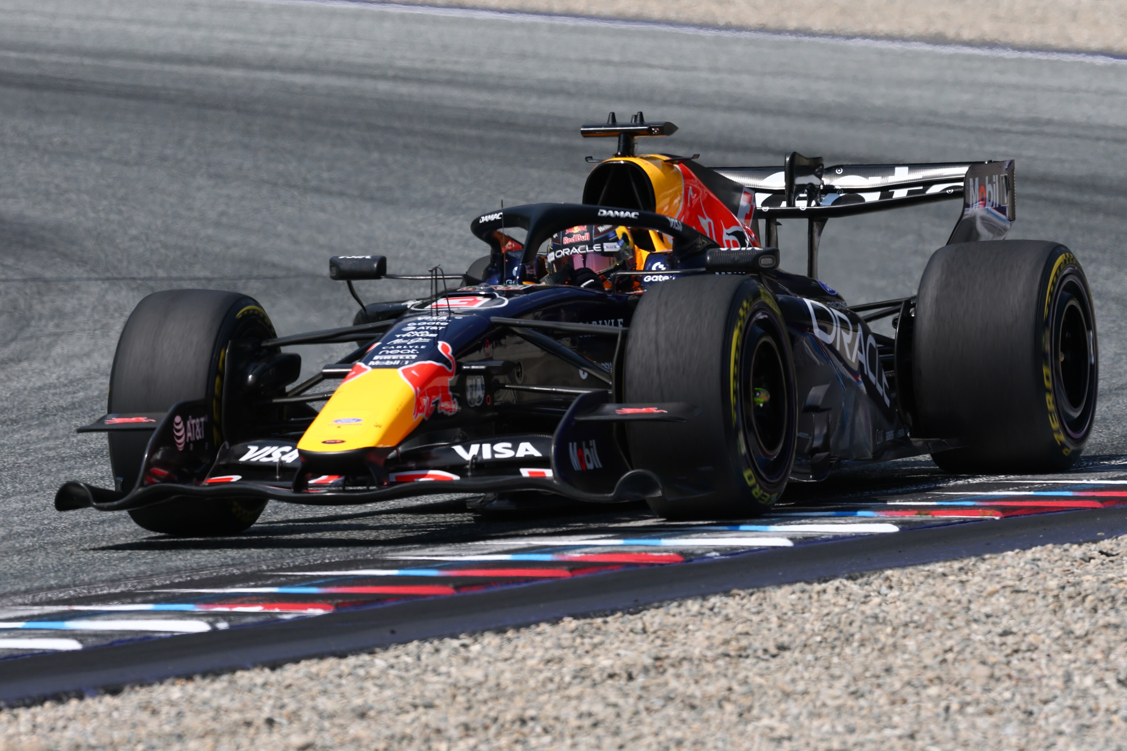 SPIELBERG, AUSTRIA - JUNE 28: Max Verstappen of the Netherlands driving the (3) Oracle Red Bull Racing RB22 Red Bull Ford on track during the F1 Grand Prix of Austria at Red Bull Ring on June 28, 2026 in Spielberg, Austria. (Photo by Clive Mason/Getty Images) // Getty Images / Red Bull Content Pool // SI202606280398 // Usage for editorial use only // 